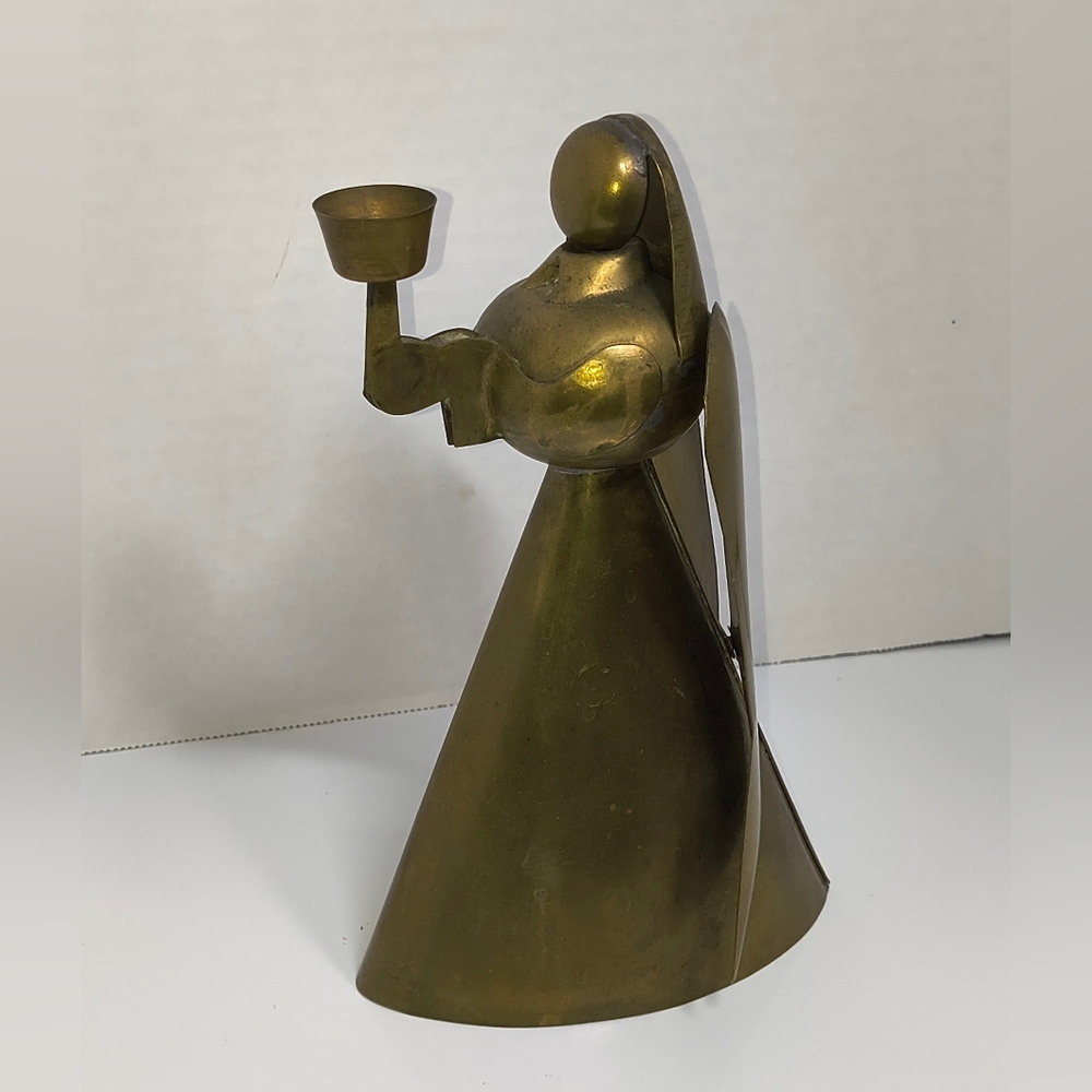 Brass Angel Figurine Candle Holder For Single Taper Or Votive‎ Cup Classic Decor